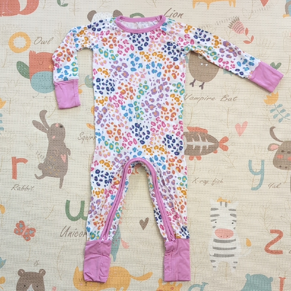 Little Sleepies Rainbow Leopard Zip, 6-12 Months - Picture 2 of 4